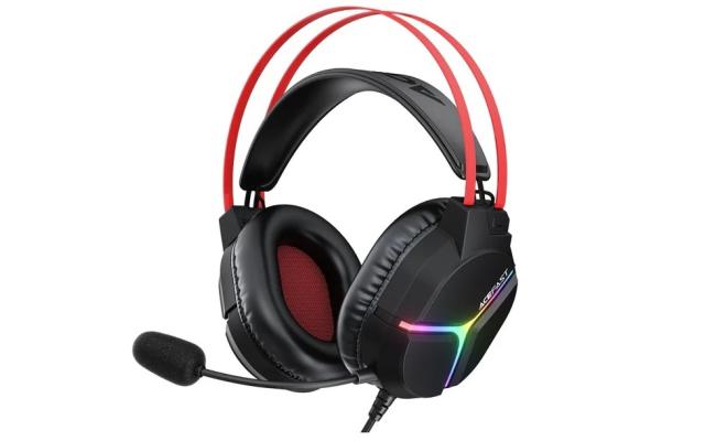 ACEFAST H16 Wired Over Ear Headphone Low Latency Gaming Earbuds with 50mm Precision Drivers, Hi‑Fi Audio Engine, RGB, 2M cable with dual interface - Black